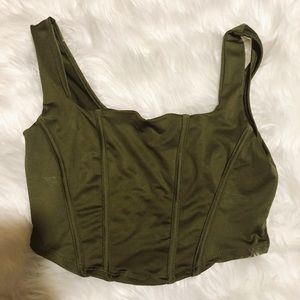 Green cropped corset top